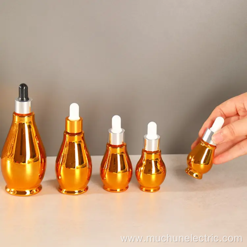 Cosmetic Essential Oil Perfume Gold Serum Dropper Bottles